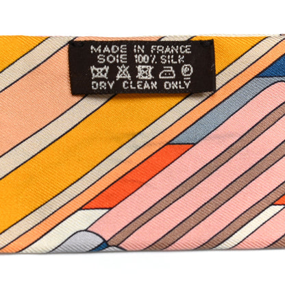 Hermes Silk Sangles En Zigzag Twilly Ivory Orange Bleu 4 of 5