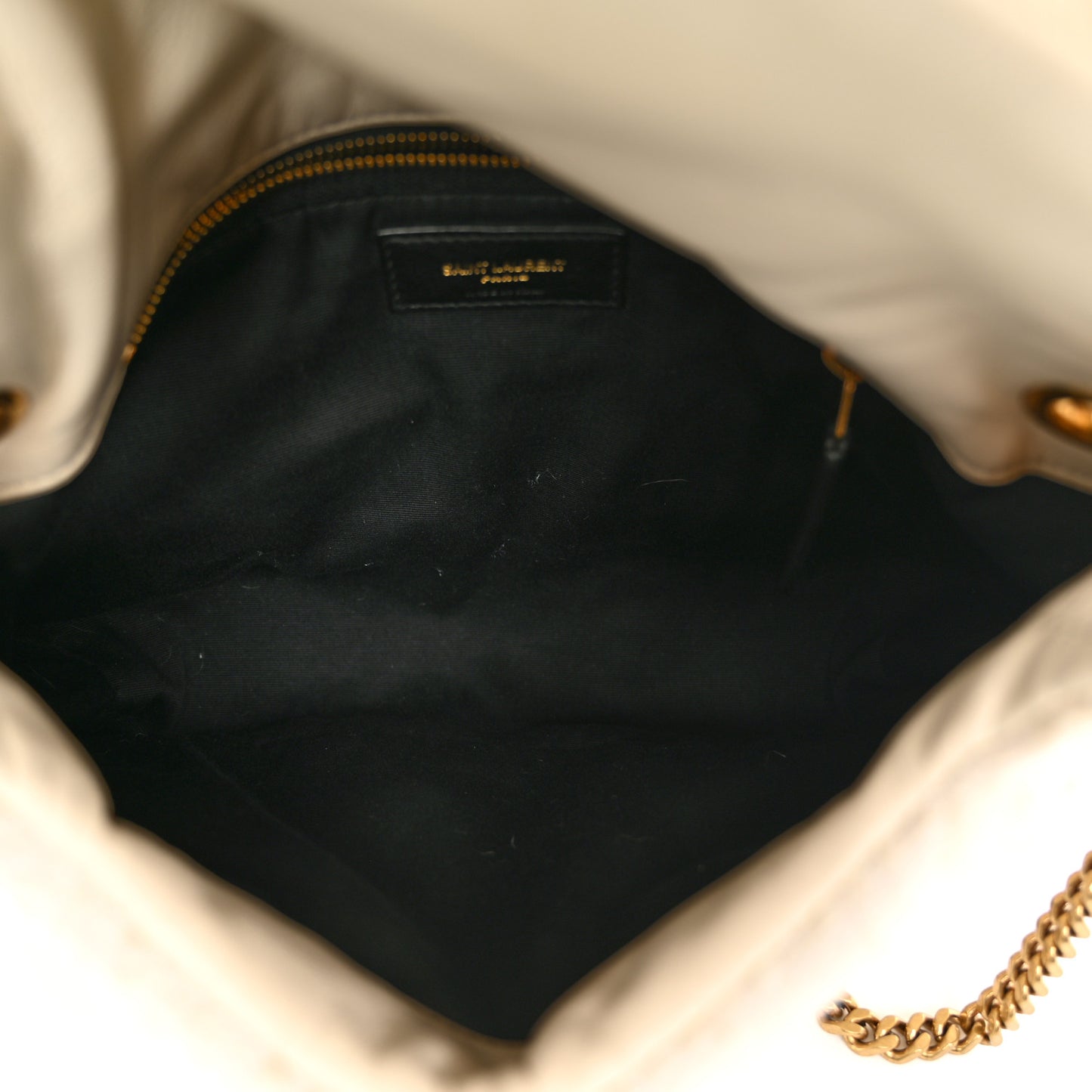 Boucle Tweed Quilted Small Loulou Puffer Monogram Chain Satchel Crema Soft