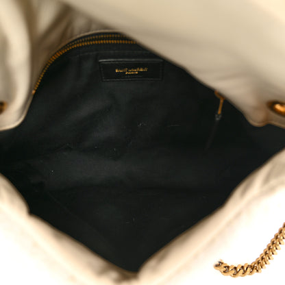 Saint Laurent Boucle Tweed Quilted Small Loulou Puffer Monogram Chain Satchel Crema Soft 5 of 12