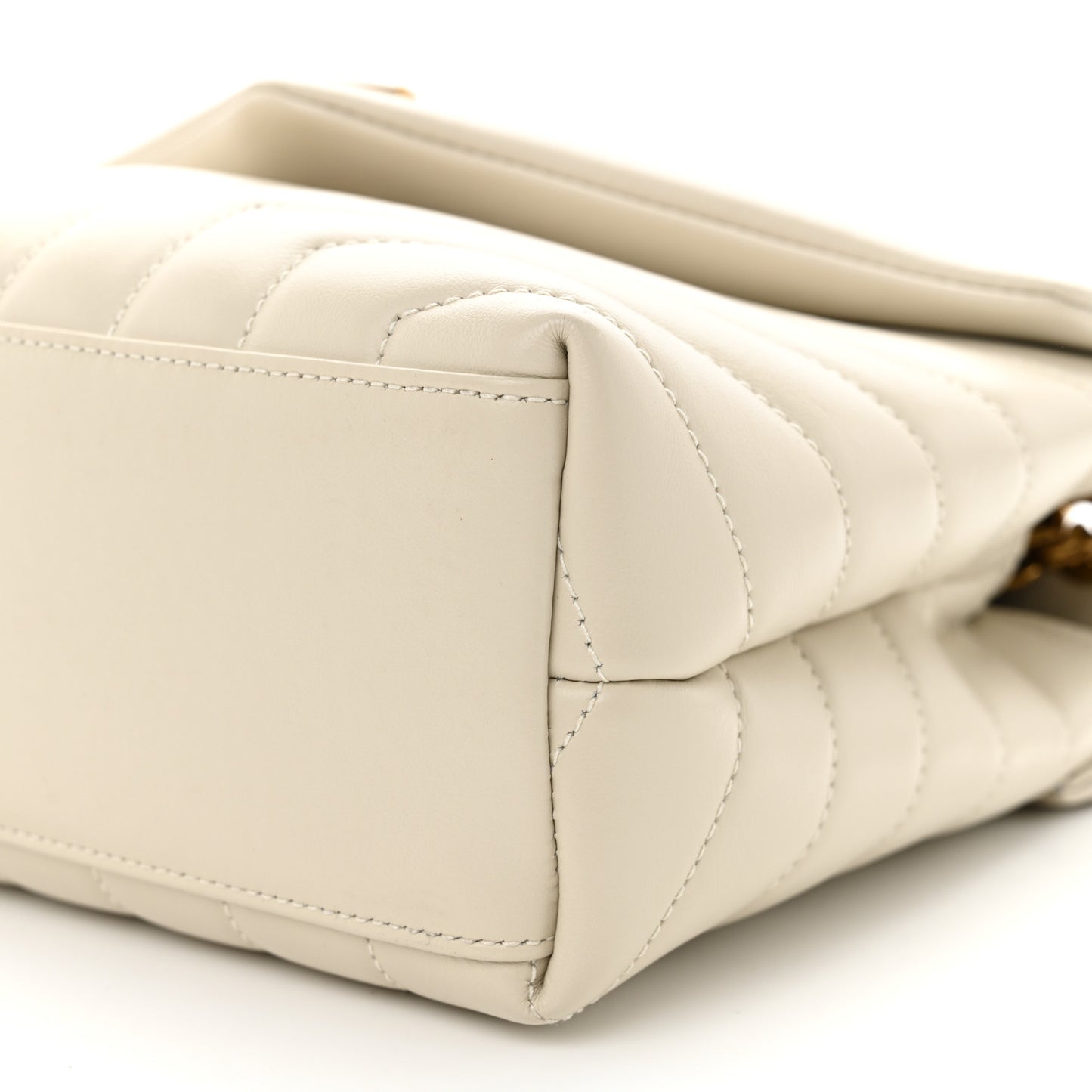 Calfskin Y Quilted Monogram Small Loulou Chain Satchel Crema Soft