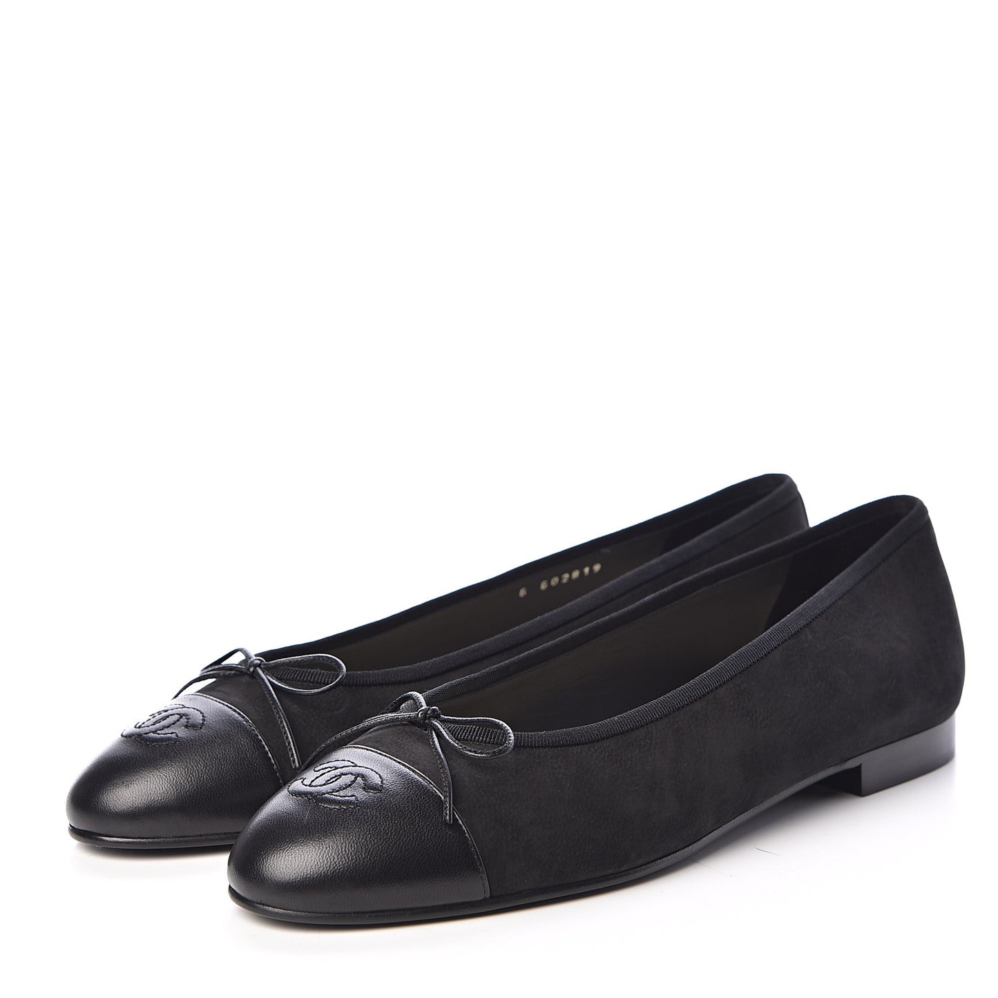 Suede Lambskin Cap Toe CC Ballerina Flats 41 Black