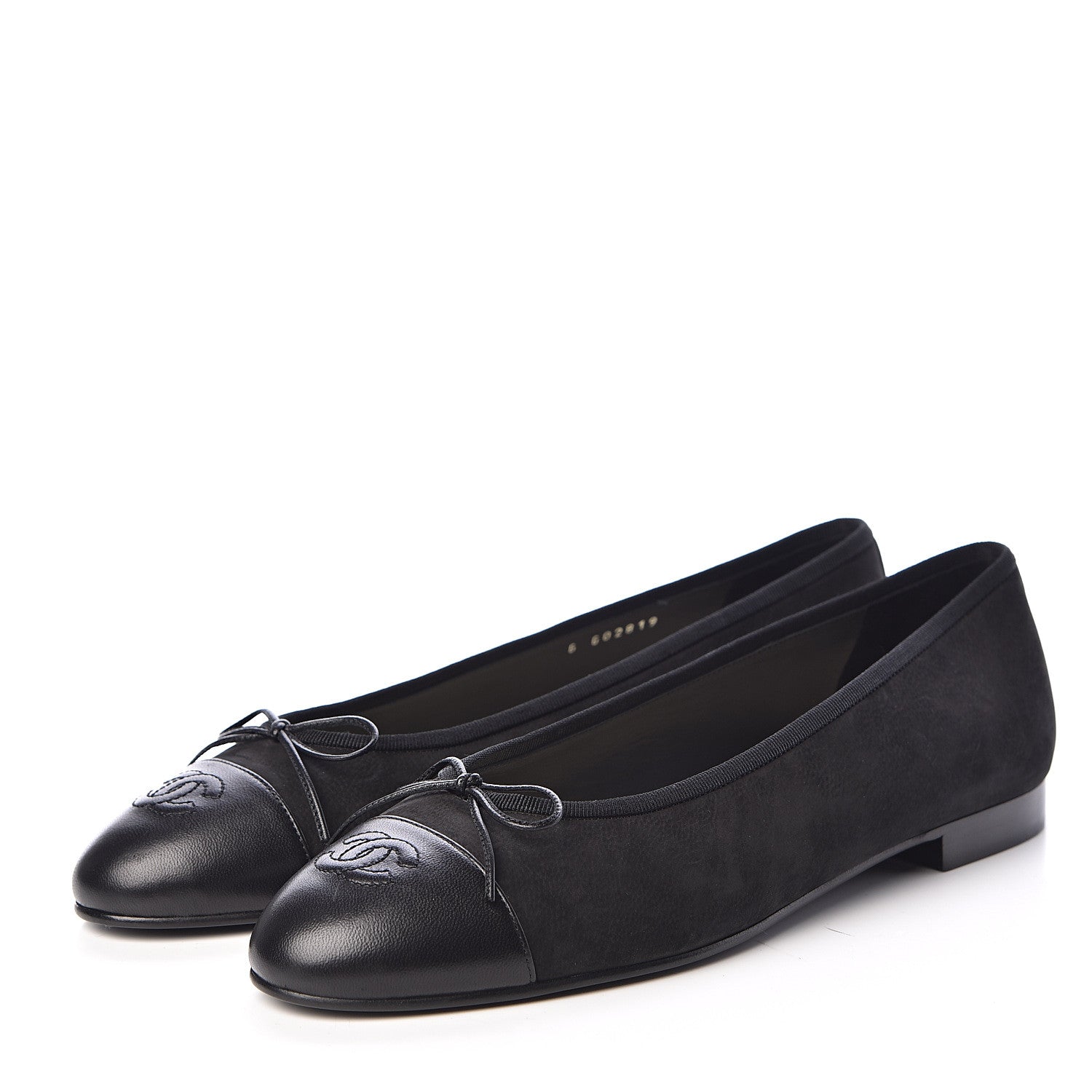 Chanel Suede Lambskin Cap Toe CC Ballerina Flats 41 Black 2 of 9