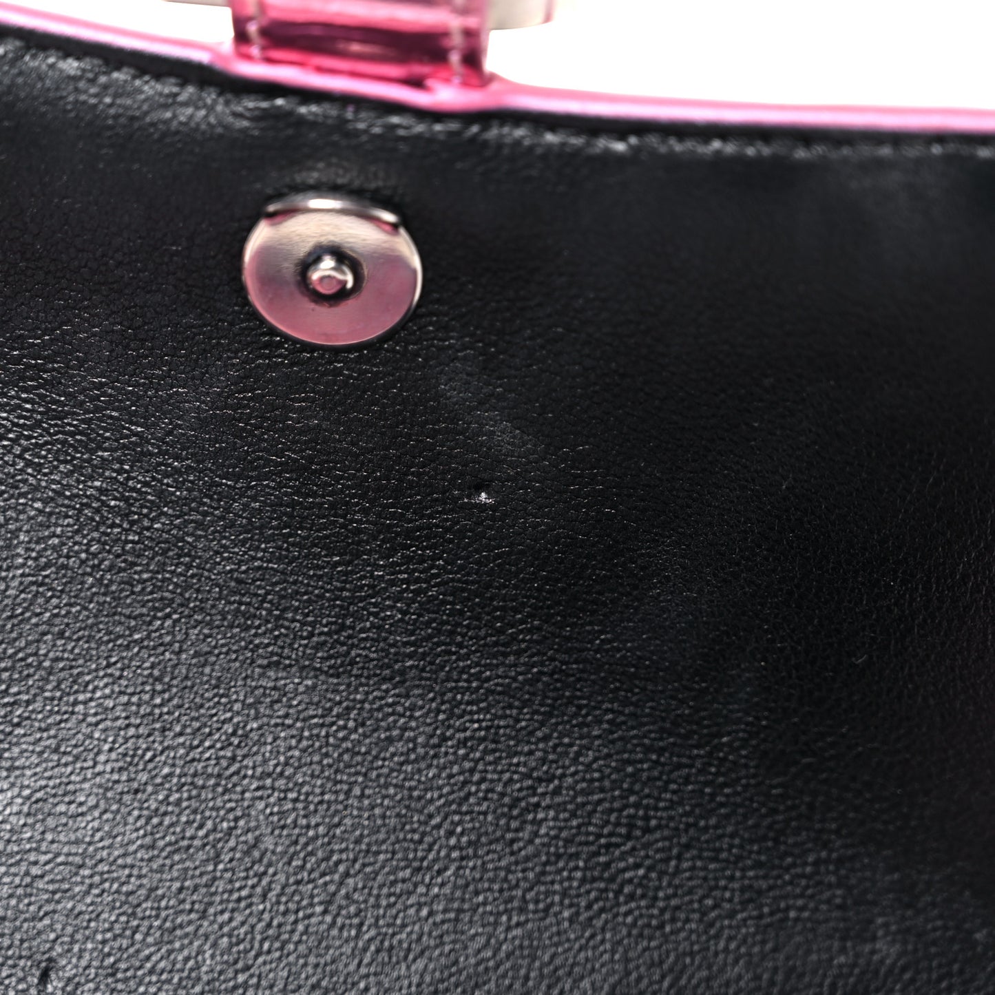 Metallic Shiny Calfskin Crocodile Embossed Hourglass Top Handle Bag XS Pink