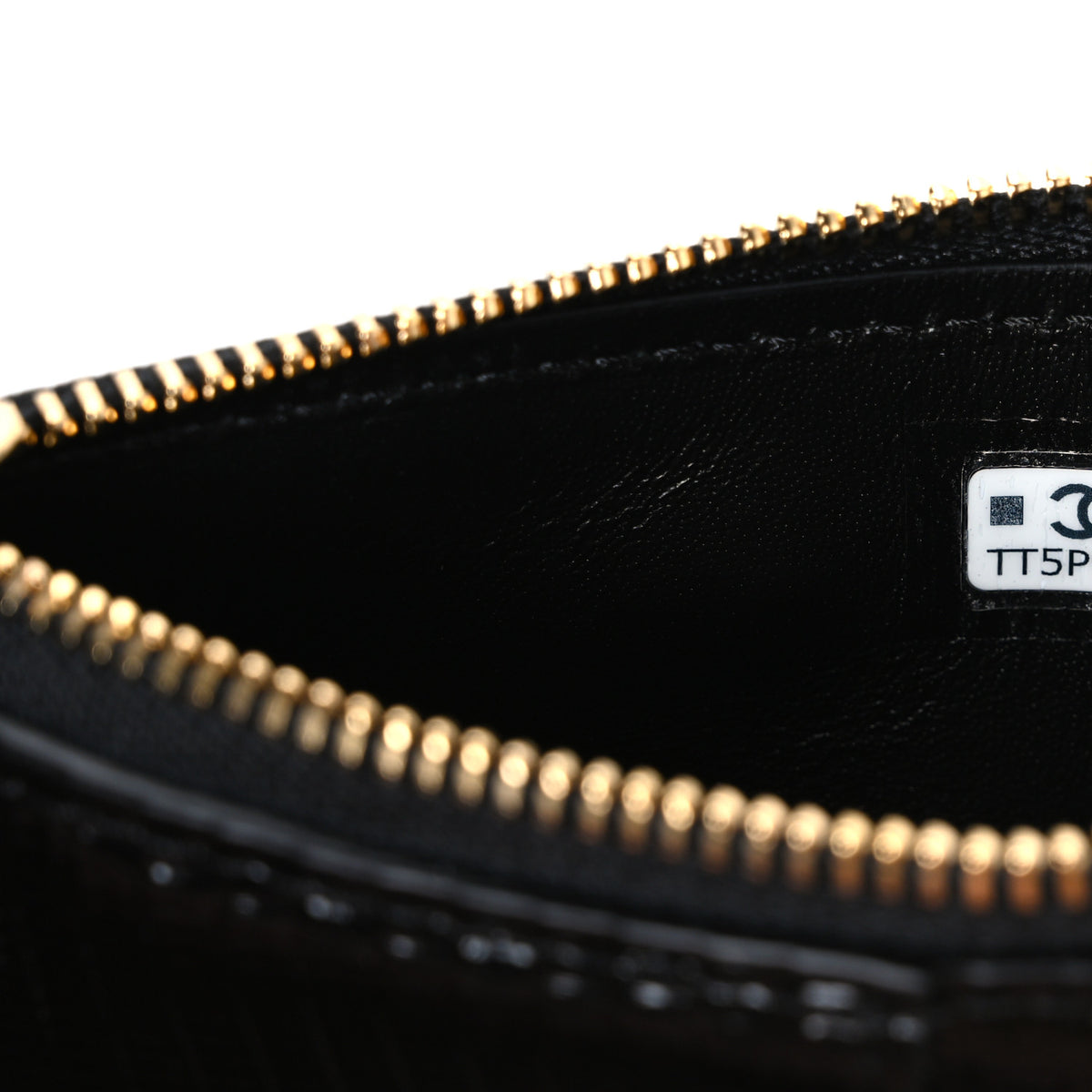 Chanel Calfskin Lizard Embossed Zip Card Holder Black 7 of 8