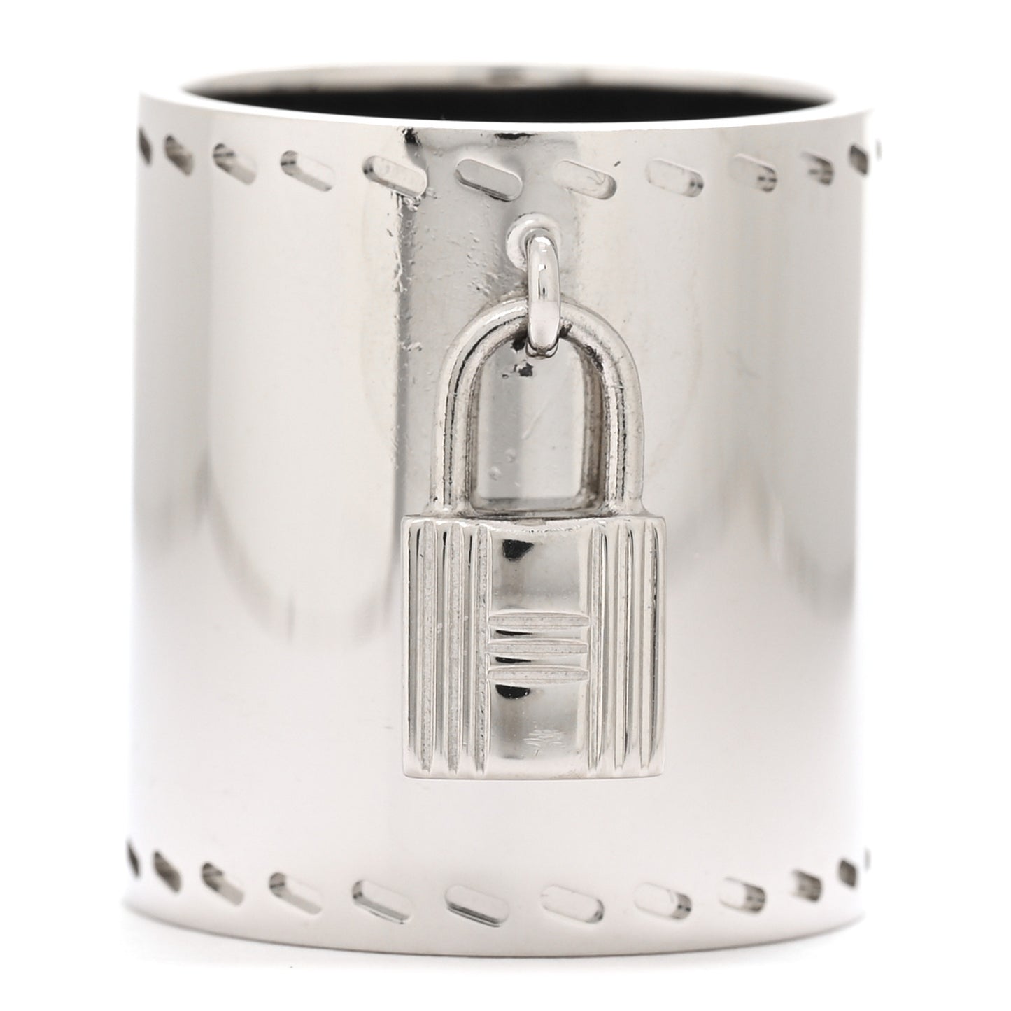 Permabrass Padlock Charm Scarf Ring Silver