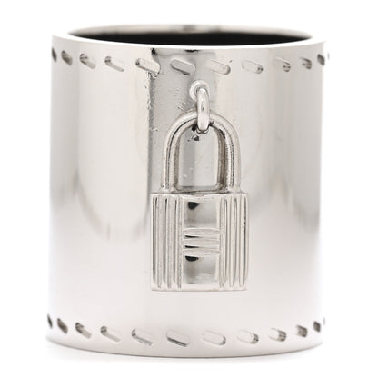 Hermes Permabrass Padlock Charm Scarf Ring Silver 1 of 4