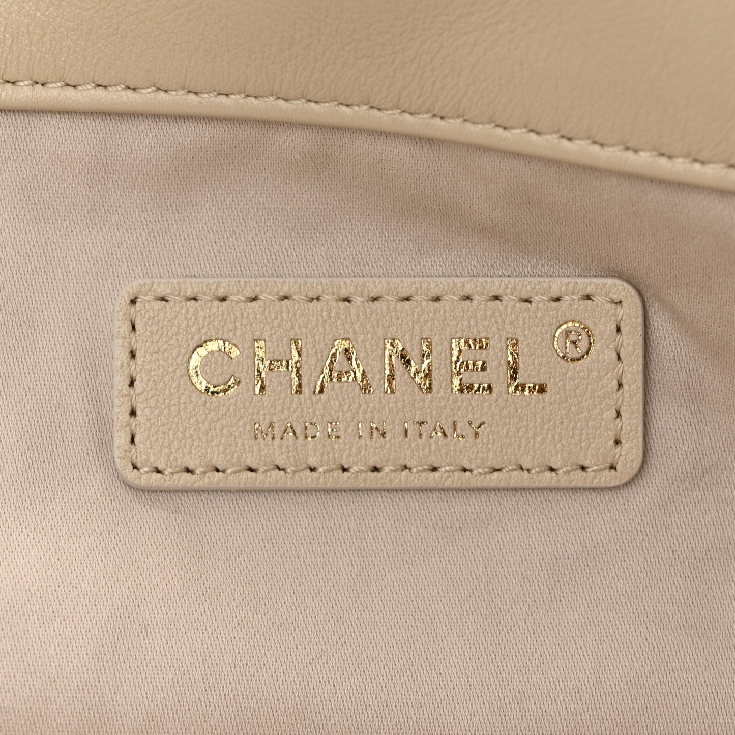 Calfskin Quilted Maxi Shopping Bag Beige