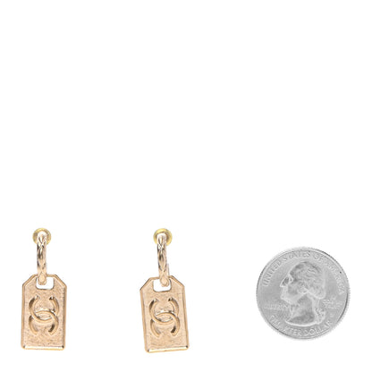 Chanel CC Tag Drop Earrings Gold 2 of 4