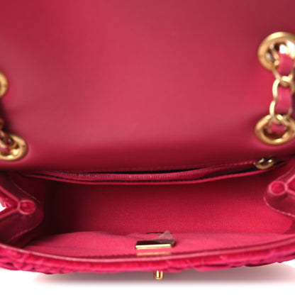 Chanel Velvet Camellia Embossed Mini Square Flap Fushia 4 of 11