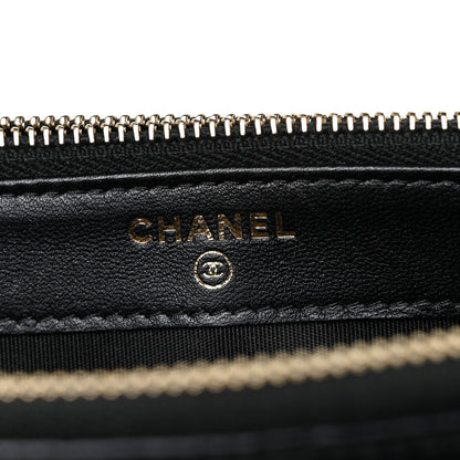Chanel Iridescent Lambskin Quilted Pearl Clutch With Chain Black 6 of 10