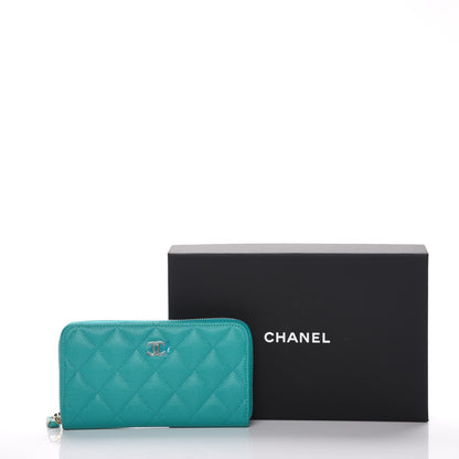 Chanel Caviar Quilted Small Zip Around Wallet Turquoise 9 of 9