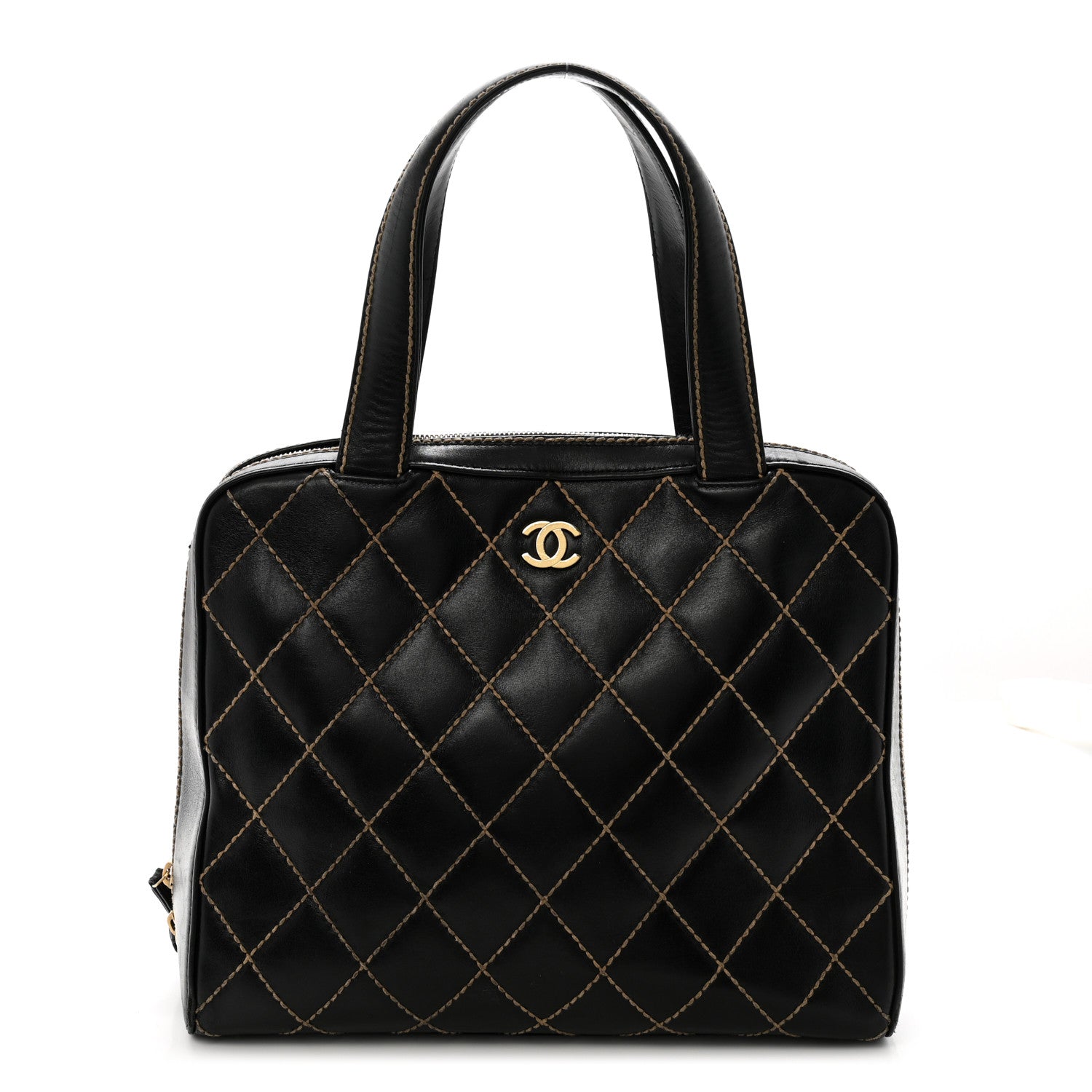 Chanel Calfskin Wild Stitch Vertical Top Handle Bag Black 1 of 9