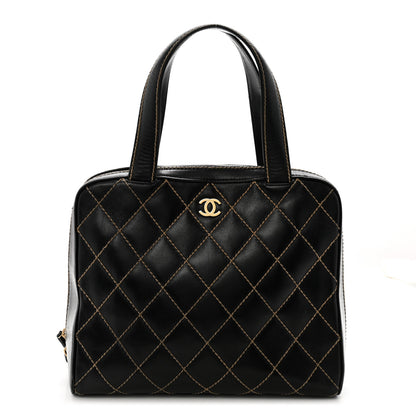 Chanel Calfskin Wild Stitch Vertical Top Handle Bag Black 1 of 9