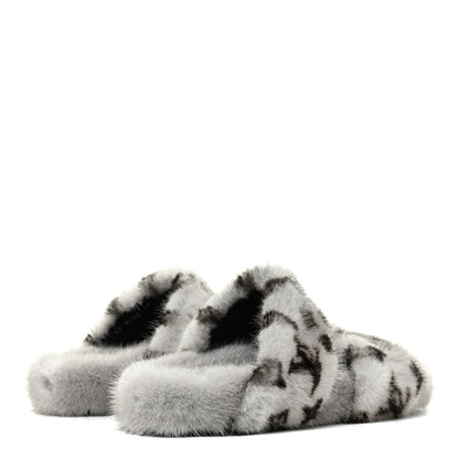 Louis Vuitton Mink Fur Bom Dia Slippers 39 Grey 4 of 9