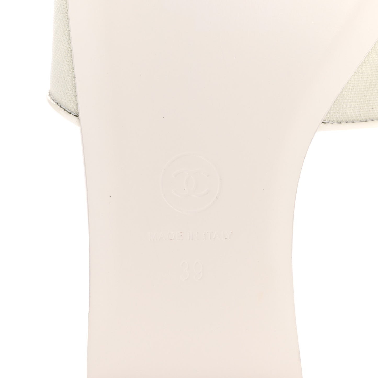 Patent Calfskin CC Mules Sandals 39 White