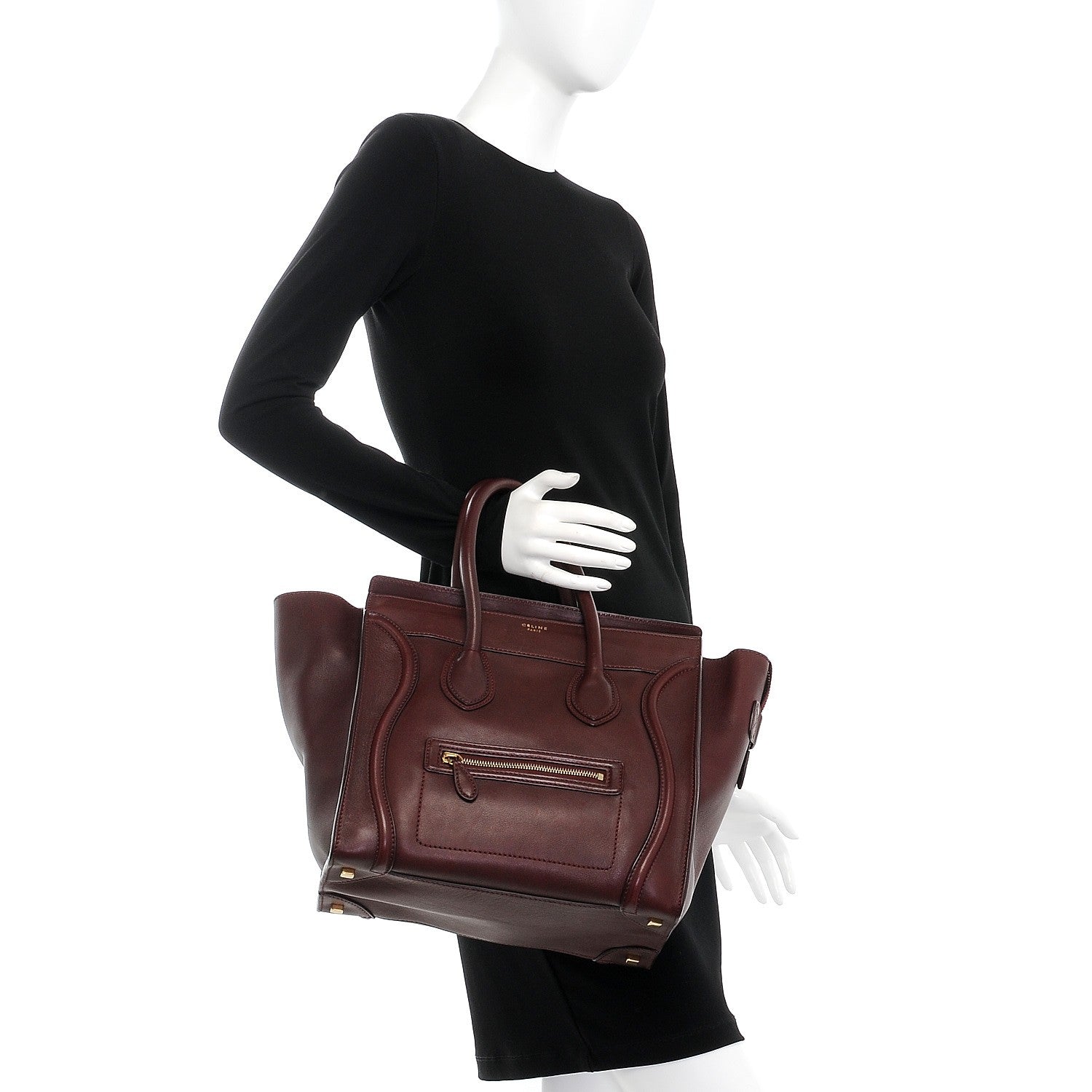 Celine Smooth Calfskin Mini Luggage Burgundy 2 of 12