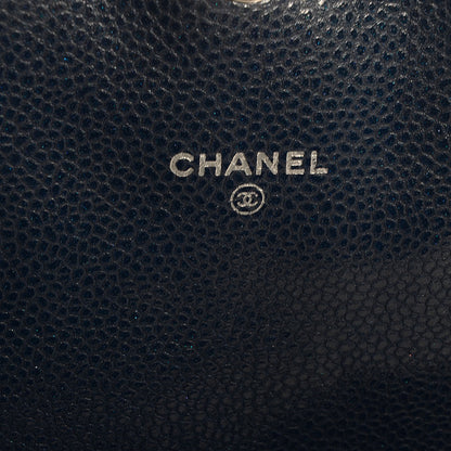 Chanel Caviar Half Moon Wallet On Chain WOC Navy Blue 7 of 9