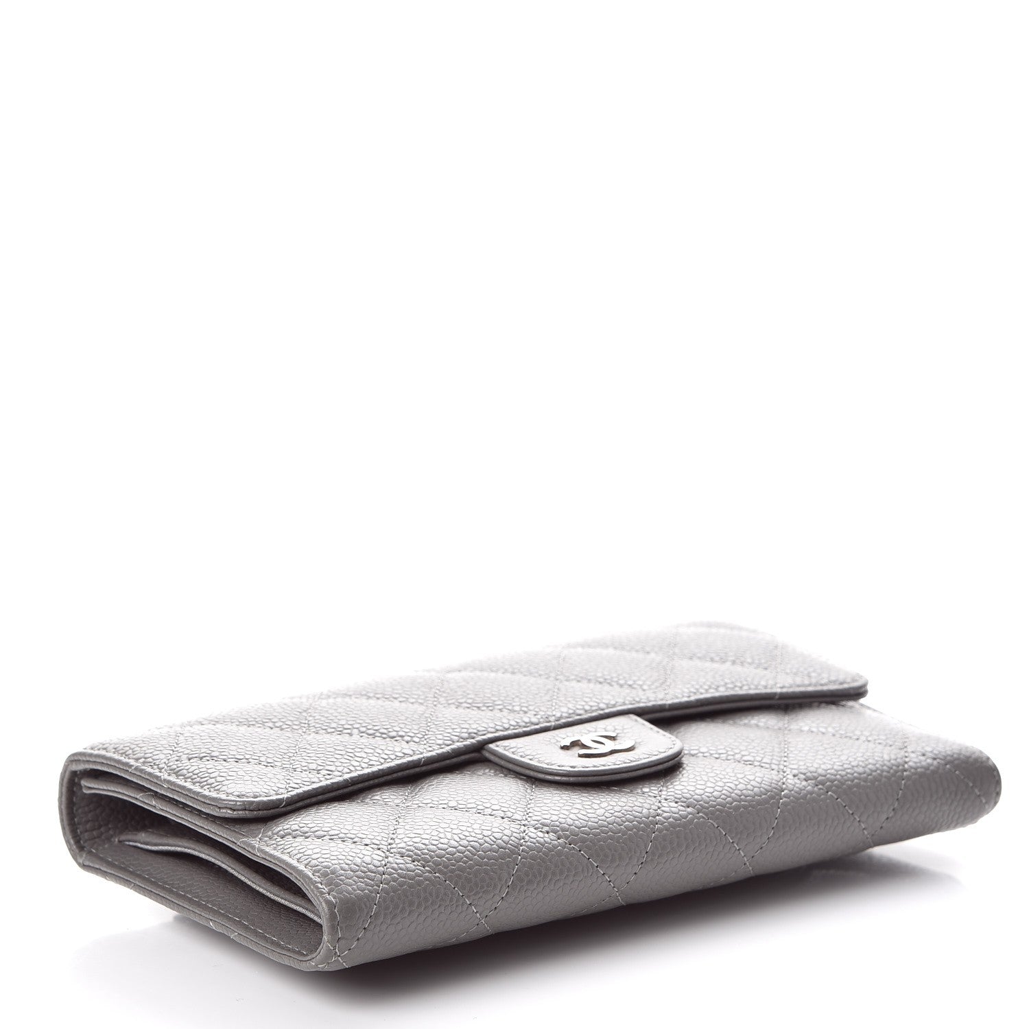 Chanel Caviar Quilted Large Flap Wallet Grey 4 of 12