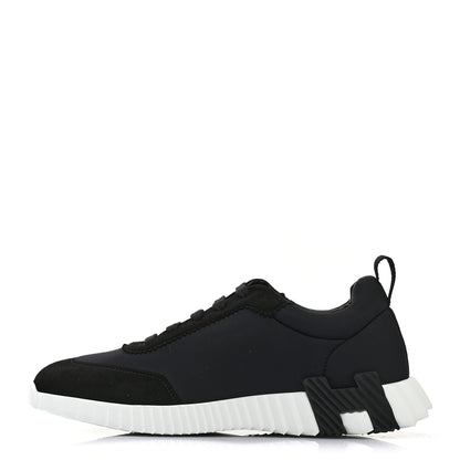 Hermes Technical Jersey Suede Goatskin Bouncing Sneakers 41 Black White 1 of 8