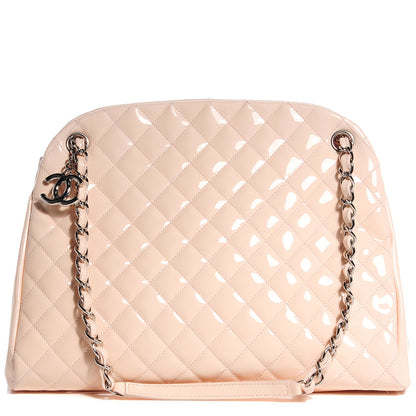 Chanel Patent Quilted Large Just Mademoiselle Bowling Bag Beige 1 of 8