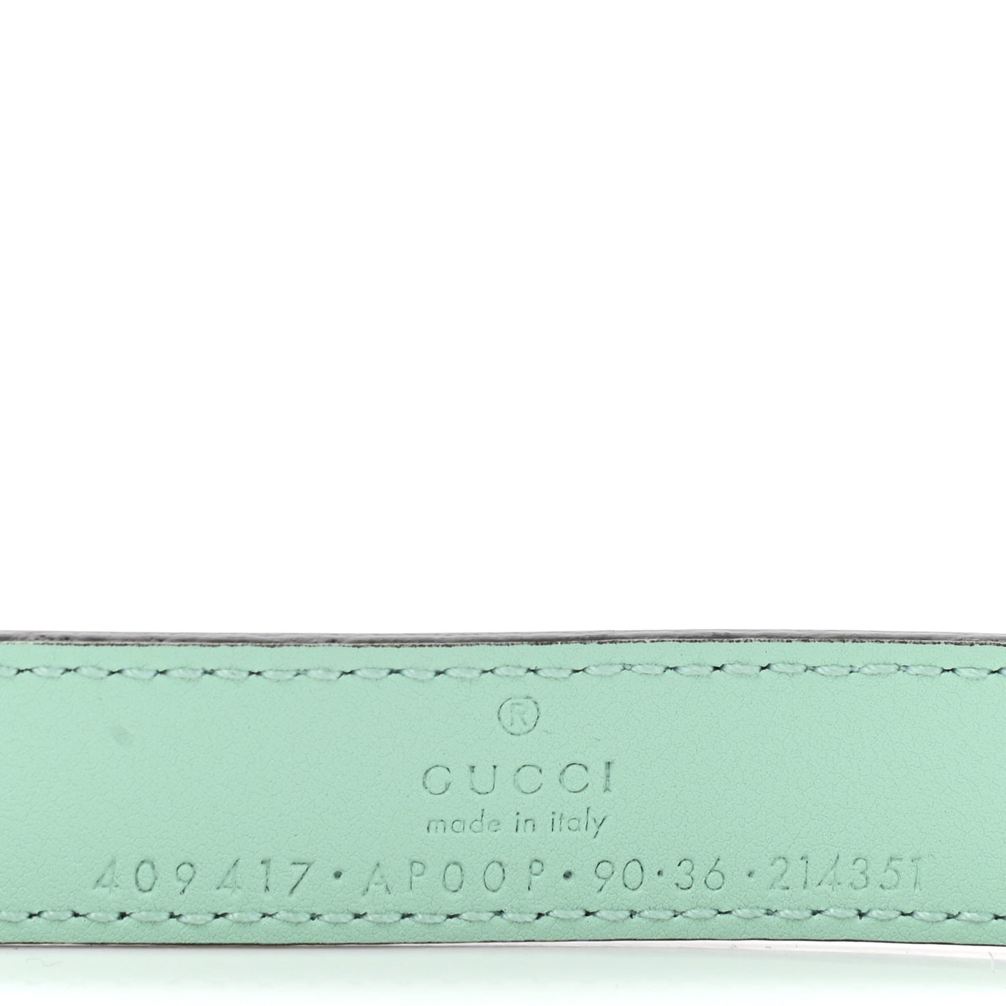 Moon Calfskin Palladium Double G 20mm Belt 80 32 Water Green