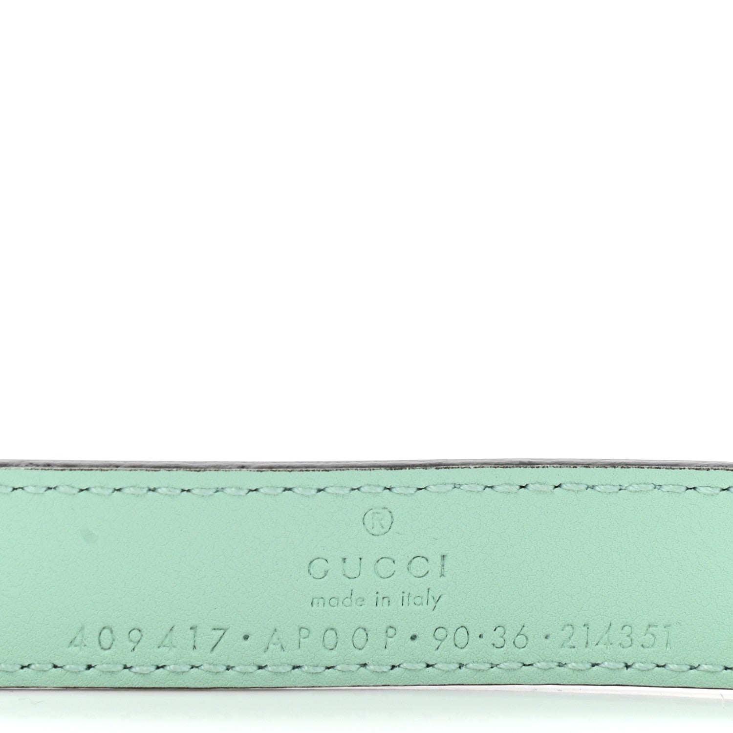 Gucci Moon Calfskin Palladium Double G 20mm Belt 80 32 Water Green 3 of 5