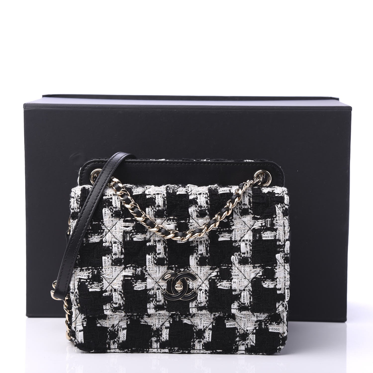 Chanel Tweed Lambskin Quilted Flap Black Ecru White 12 of 12