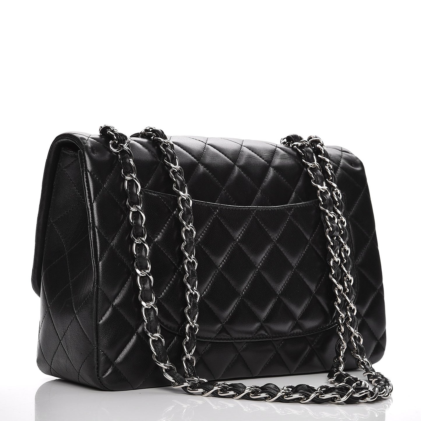 Lambskin Quilted Jumbo Single Flap Black