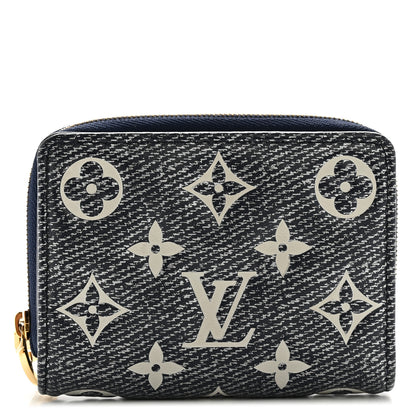 Louis Vuitton Denim Effect Lambskin Embossed Monogram Lou Coussin Wallet Navy 1 of 9
