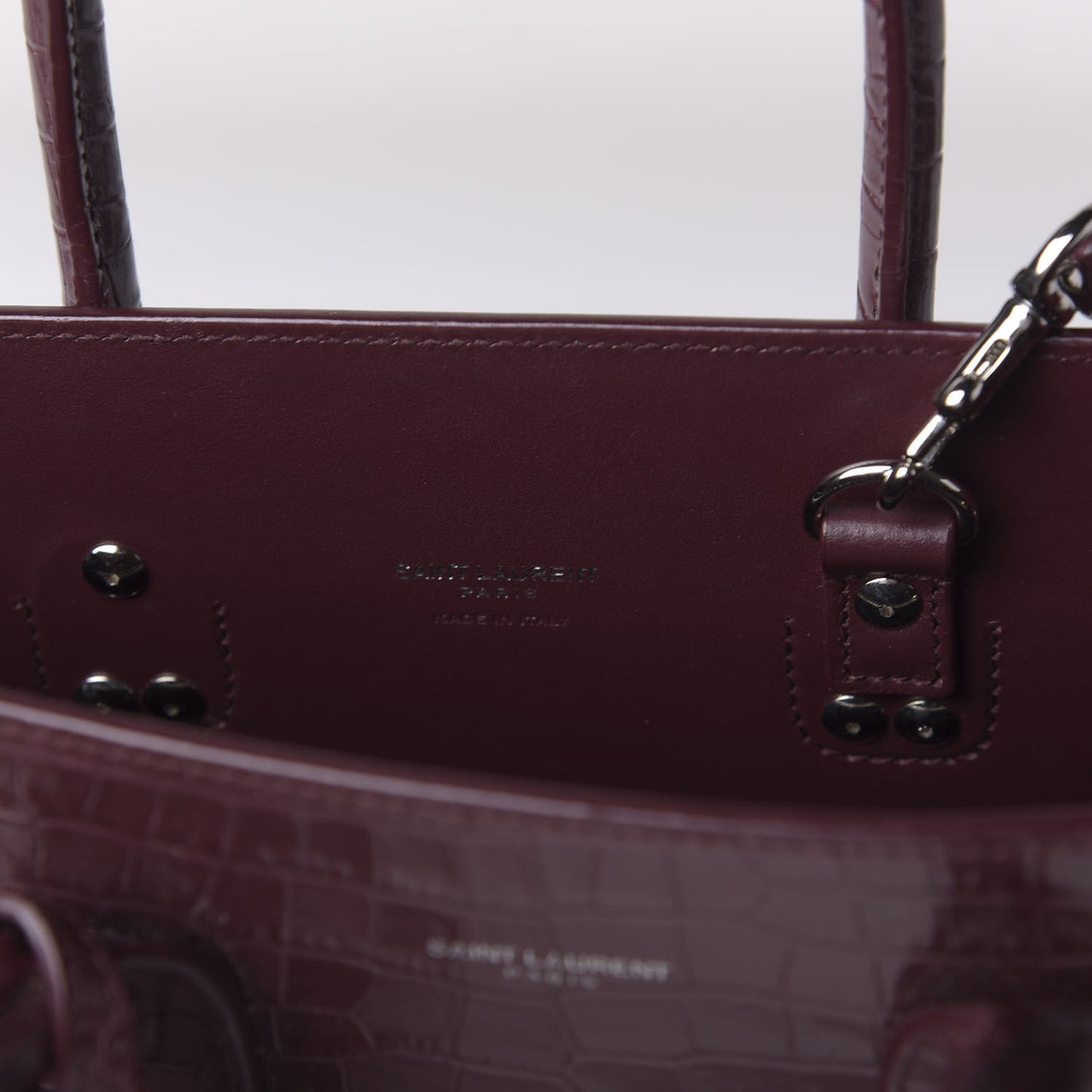 Calfskin Crocodile Embossed Baby Sac De Jour Rouge