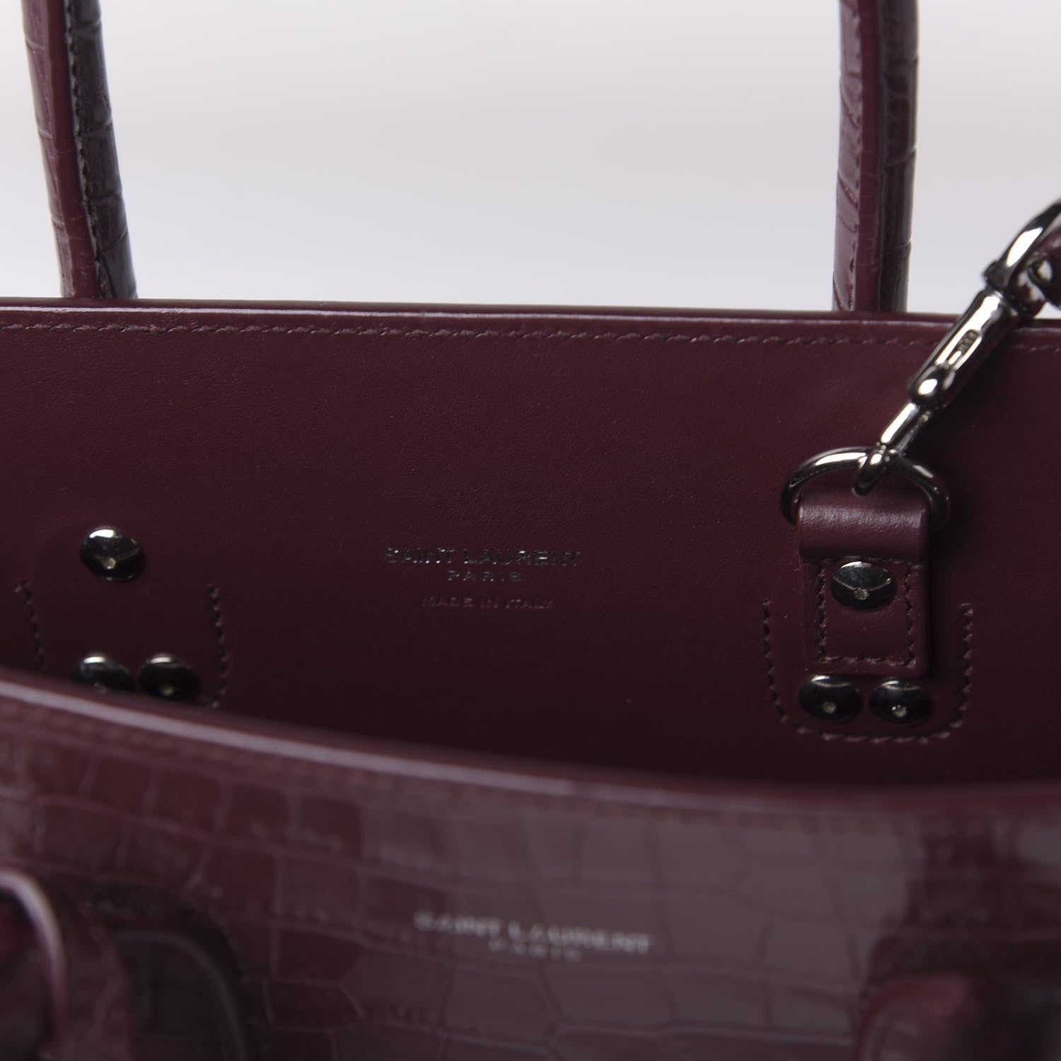 Saint Laurent Calfskin Crocodile Embossed Baby Sac De Jour Rouge 8 of 9