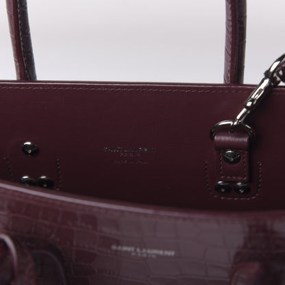 Saint Laurent Calfskin Crocodile Embossed Baby Sac De Jour Rouge 8 of 9