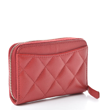 Chanel Caviar Quilted Zip Coin Purse Red 3 of 9
