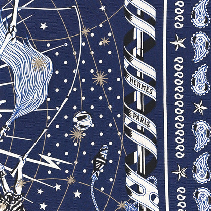 Hermes Silk Chorus Stellarum Bandana Scarf 55 Marine White Black 2 of 3