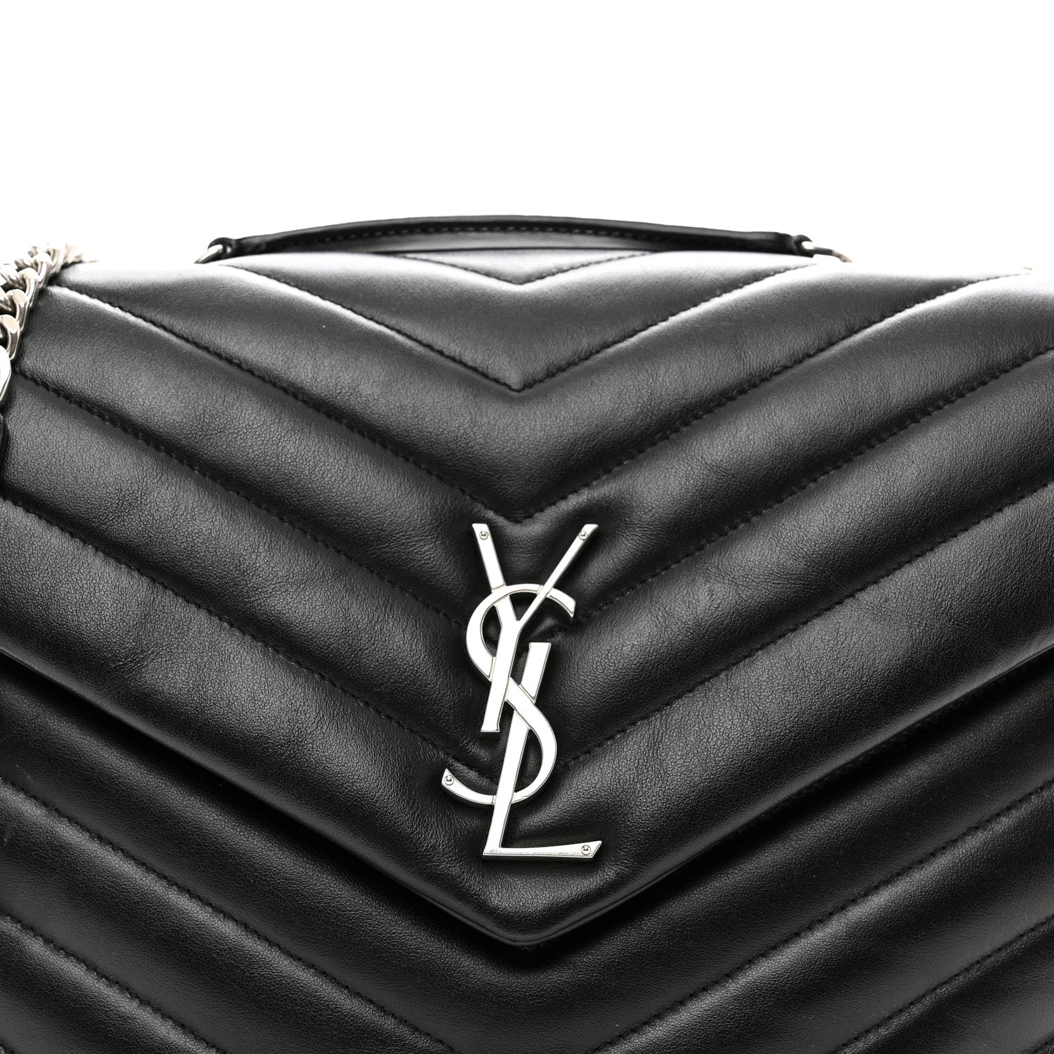 Saint Laurent Calfskin Y Quilted Monogram Medium Loulou Chain Satchel Black 5 of 11