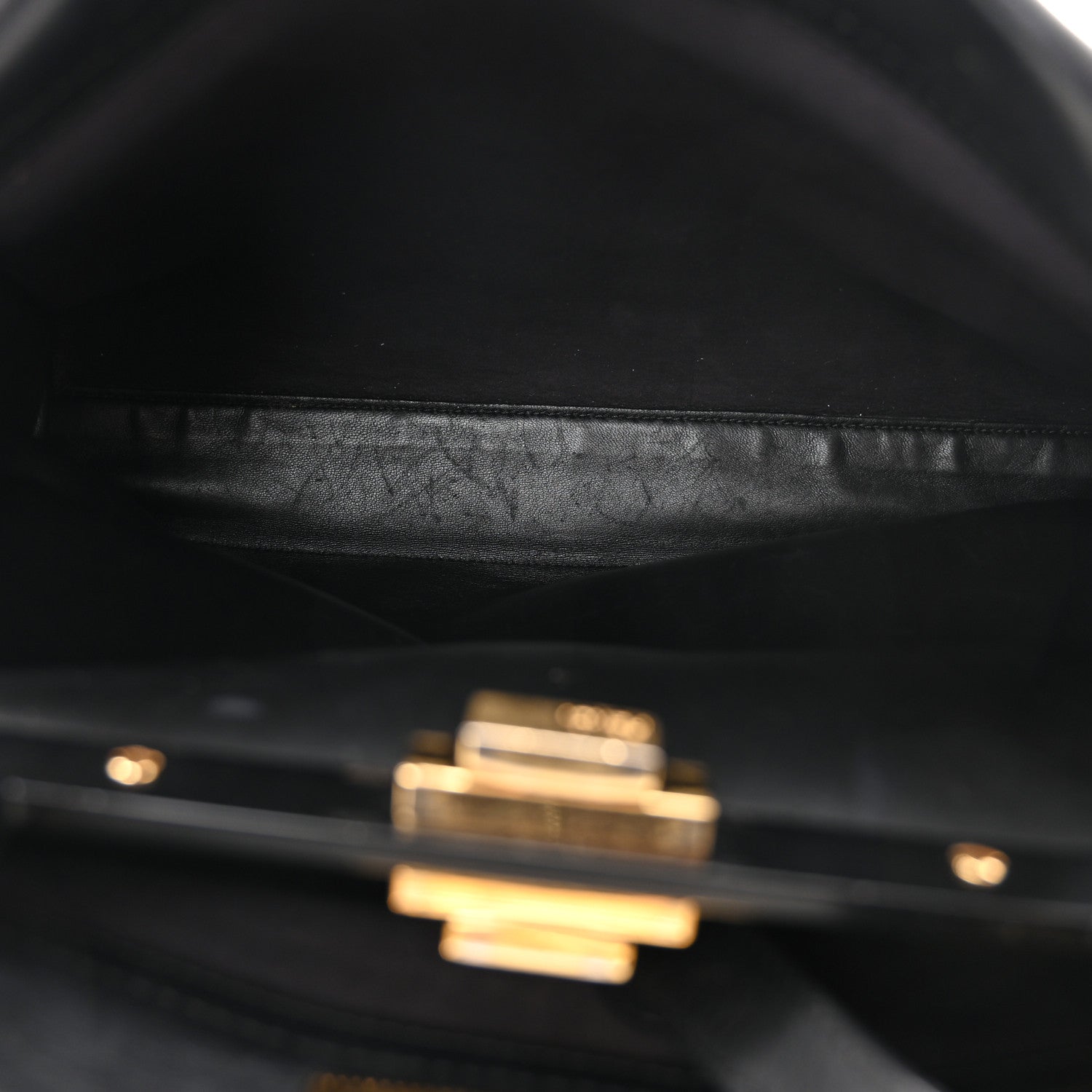 Fendi Vitello Seta Shiny Nappa Medium Peekaboo Iconic Satchel Black 5 of 11