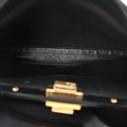 Fendi Vitello Seta Shiny Nappa Medium Peekaboo Iconic Satchel Black 5 of 11