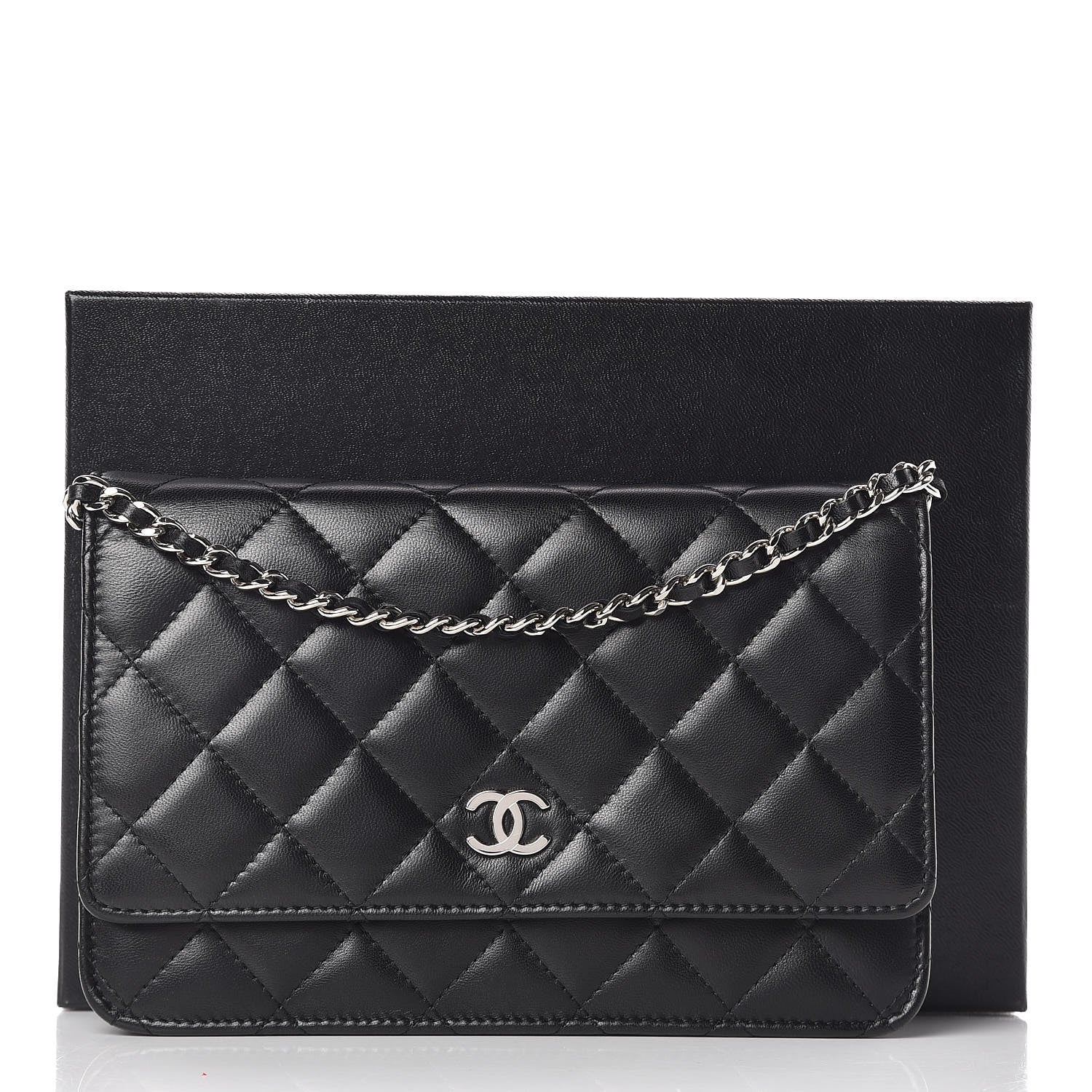 Chanel Lambskin Quilted Wallet On Chain WOC Black 11 of 11