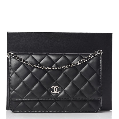 Chanel Lambskin Quilted Wallet On Chain WOC Black 11 of 11