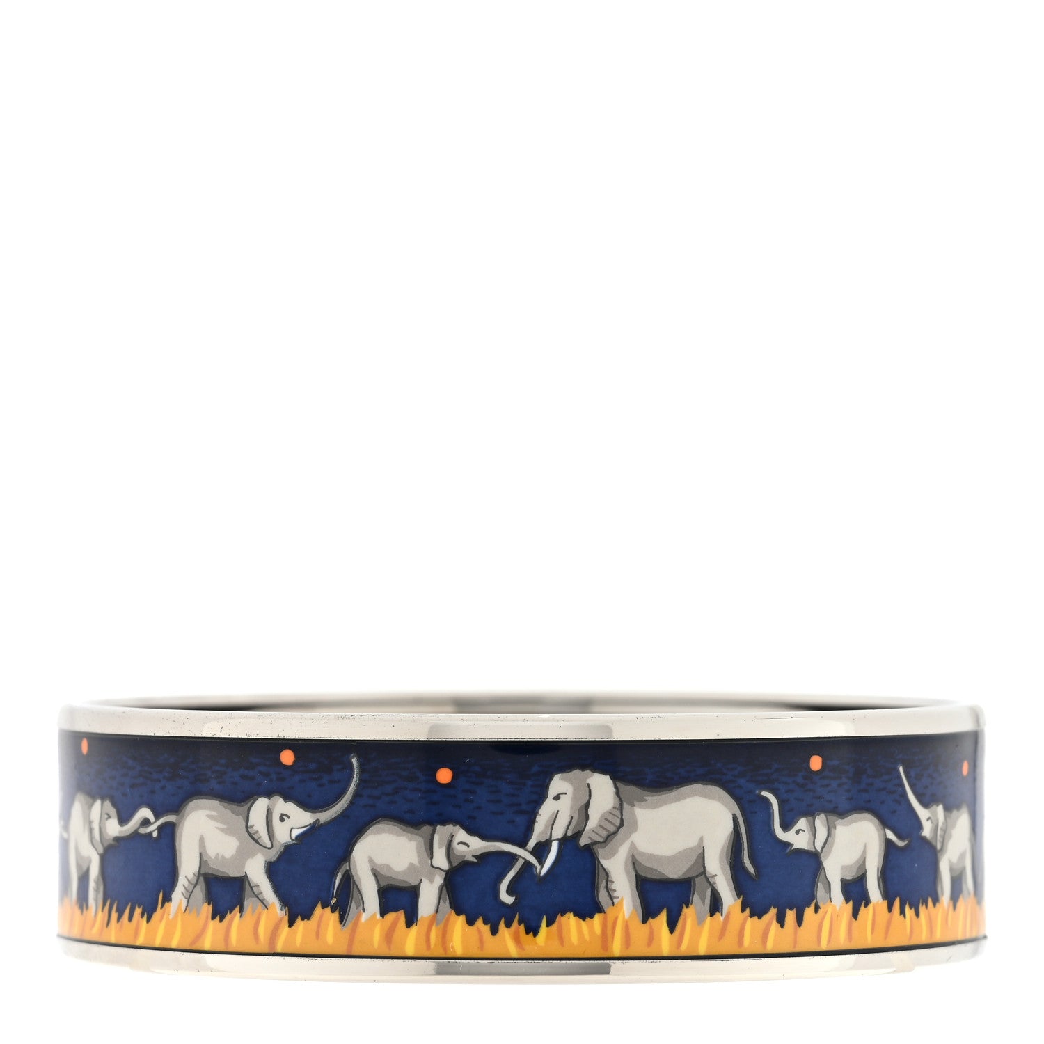 Hermes Enamel Printed Elephants Grazing Wide Bracelet 1 of 3