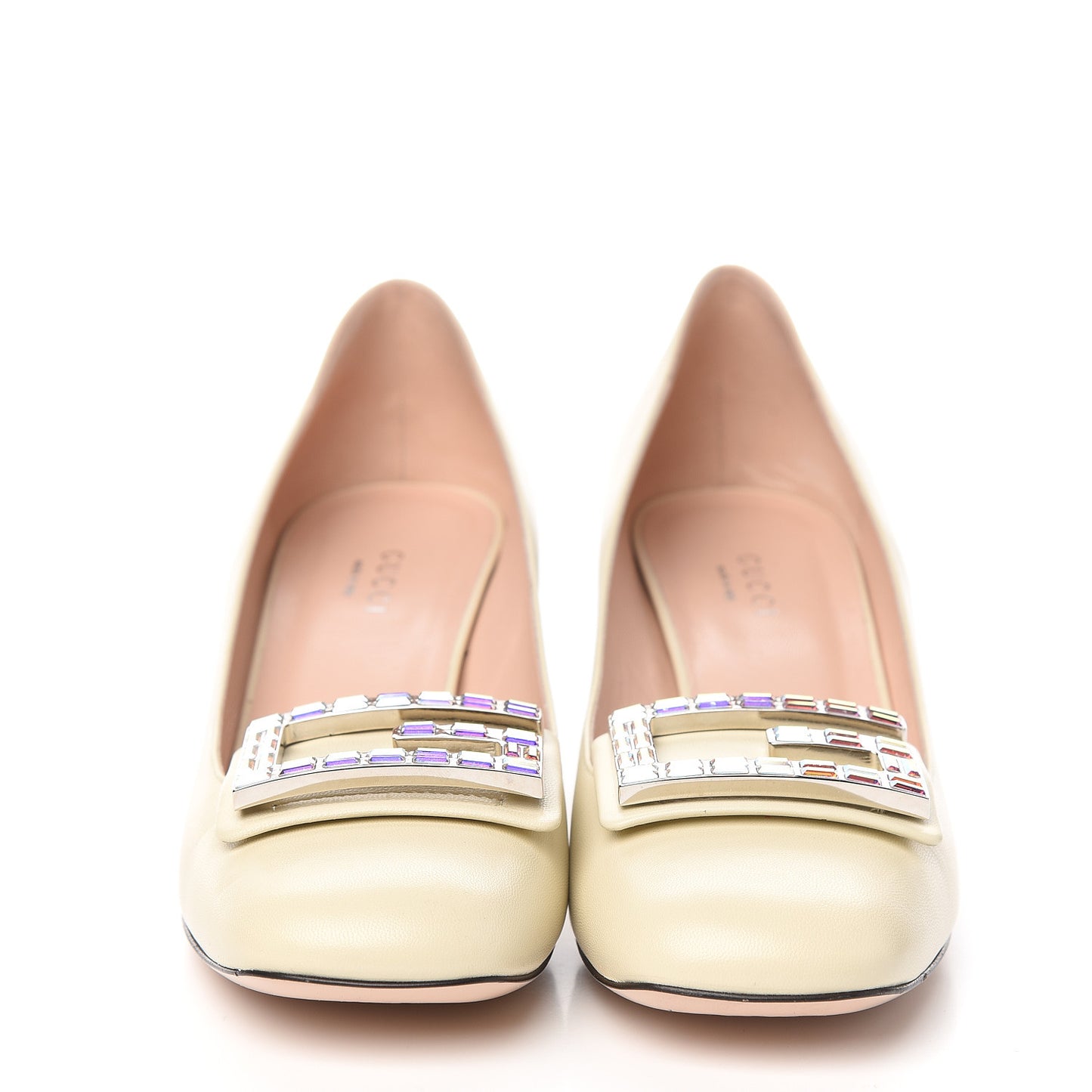 Malaga Kid Crystal Square G Madelyn Mid Heel Loafer Pumps 37 White