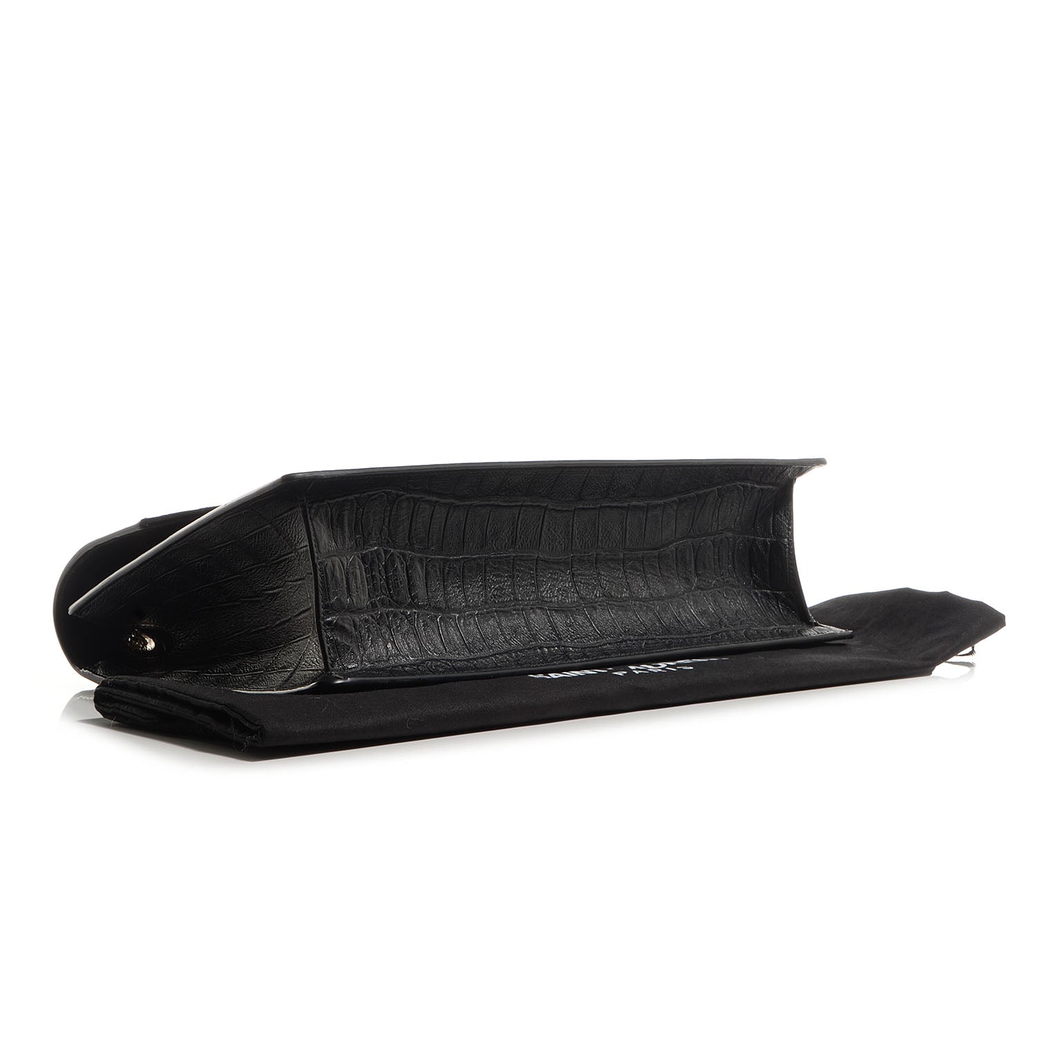 Saint Laurent Croc Effect Calfskin Jumbo Betty Black 4 of 9