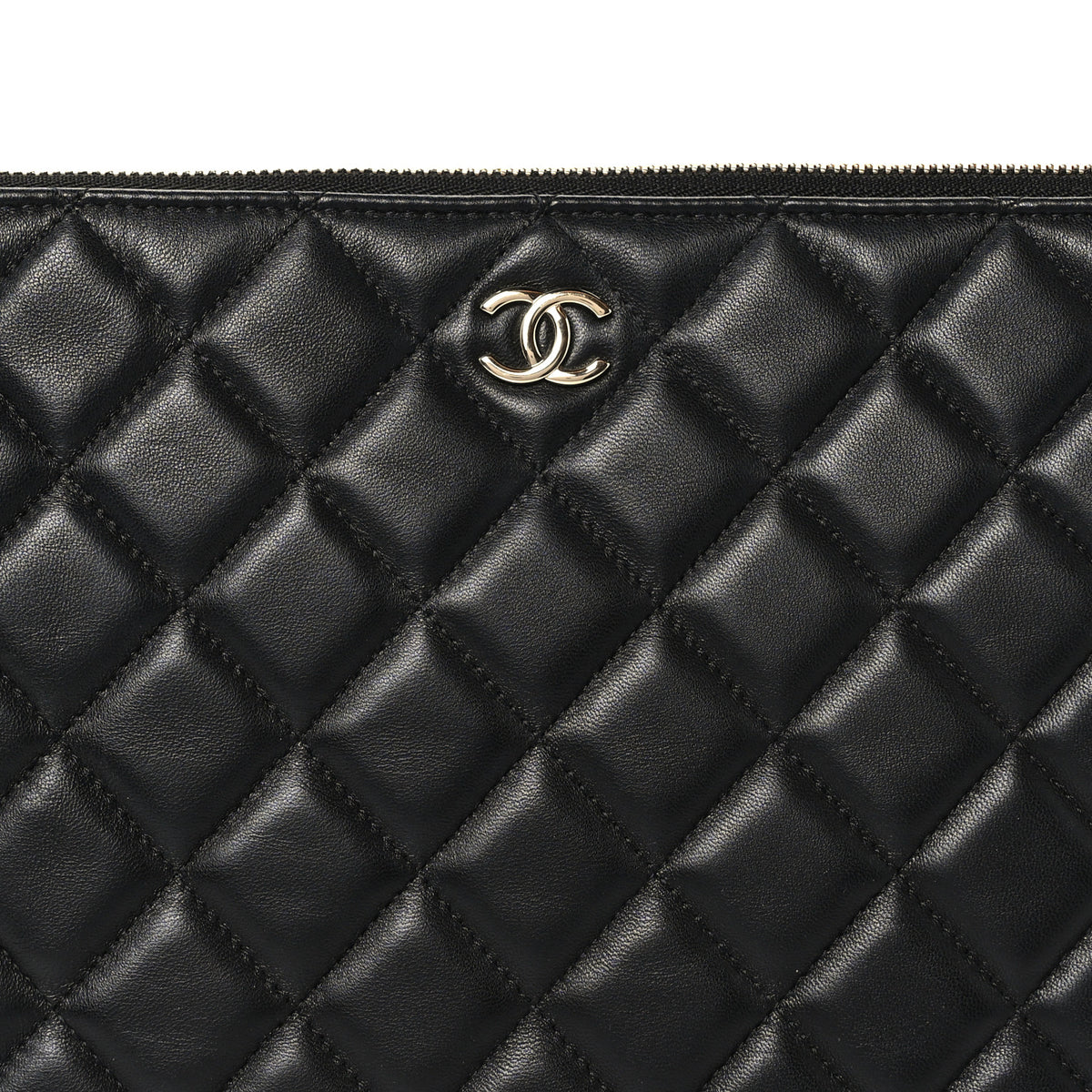 Chanel Lambskin Quilted Chain Around Medium Cosmetic Case Black 8 of 10