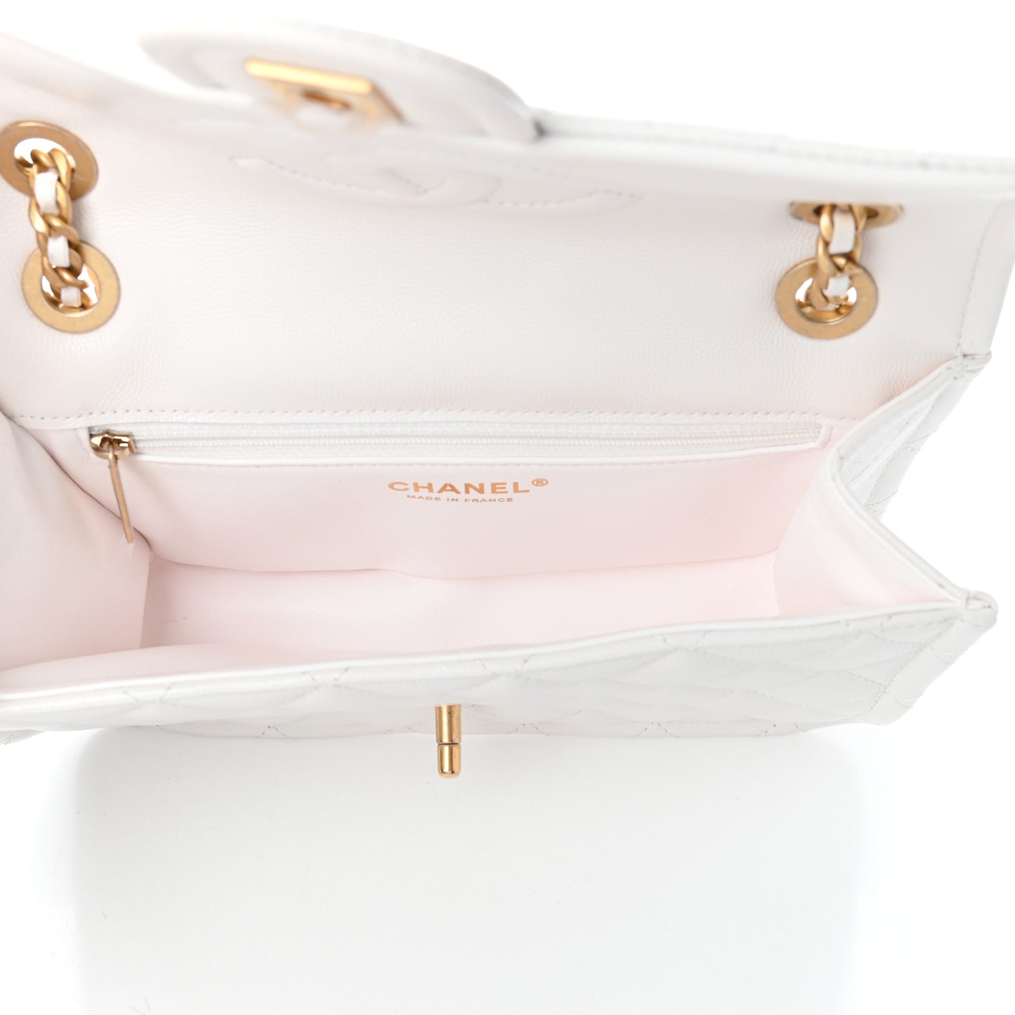 Caviar Quilted Medium Sweet Classic Flap White