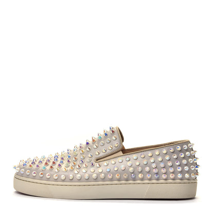 Christian Louboutin Calfskin Spikes Womens Roller Boat Flat 38.5 White Ivory 1 of 10