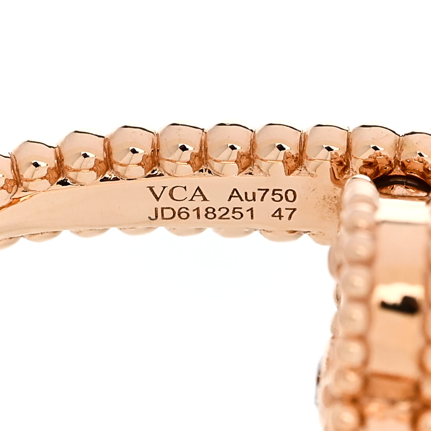 Van Cleef & Arpels 18K Rose Gold Diamond Carnelian Reversible Guilloche Vintage Alhambra Ring 47 4 6 of 7