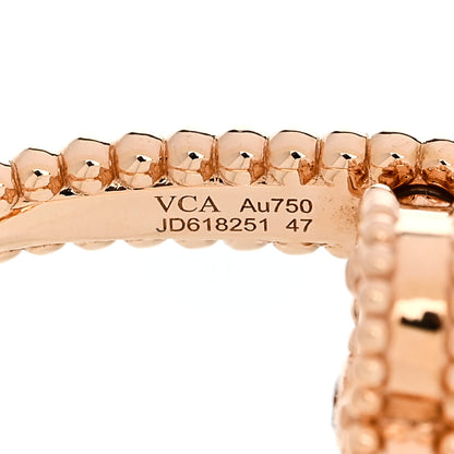Van Cleef & Arpels 18K Rose Gold Diamond Carnelian Reversible Guilloche Vintage Alhambra Ring 47 4 6 of 7