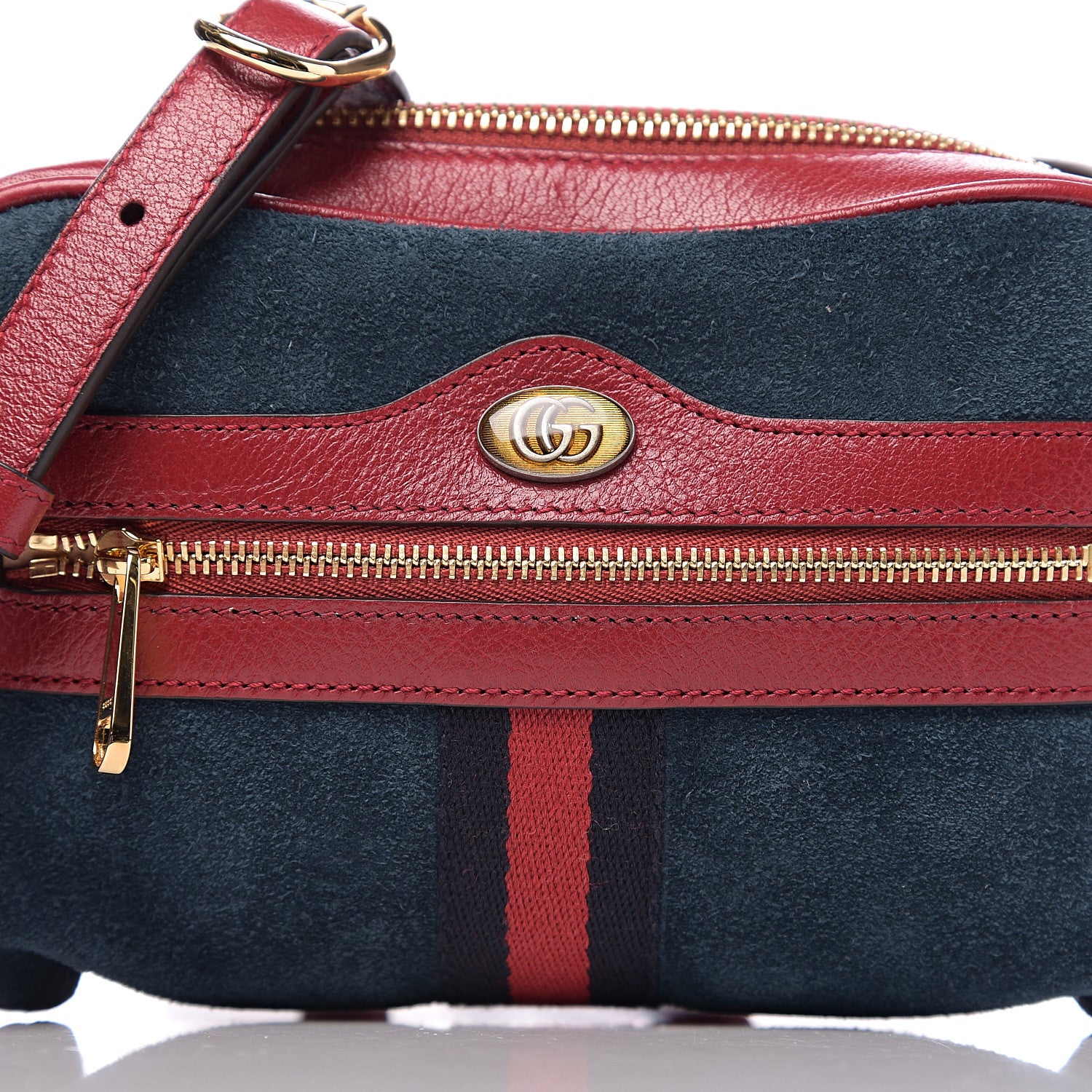 Gucci Suede Calfskin Web Mini Ophidia Shoulder Bag New Blue Romantic Cherry 7 of 9