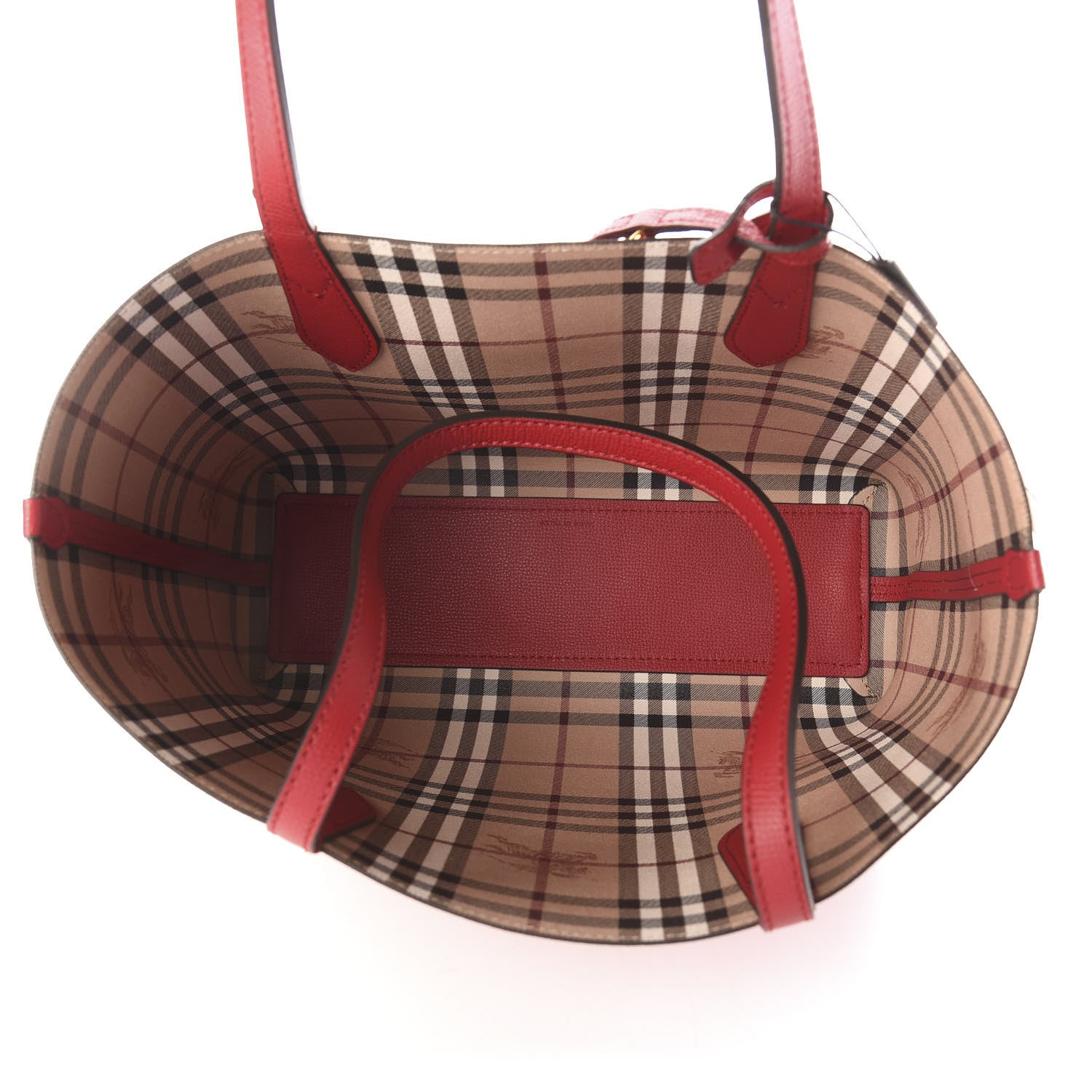 Burberry Haymarket Check Small Reversible Tote Poppy Red 7 of 13