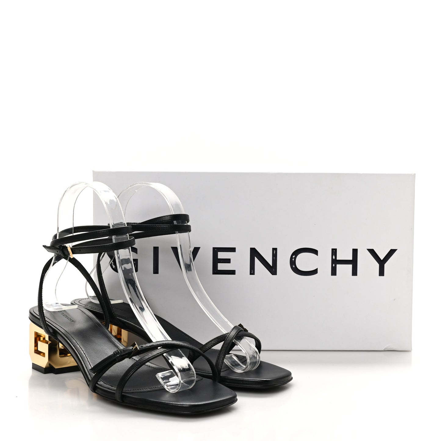 Lambskin 4G Cube 45 Strap Sandals 37 Black
